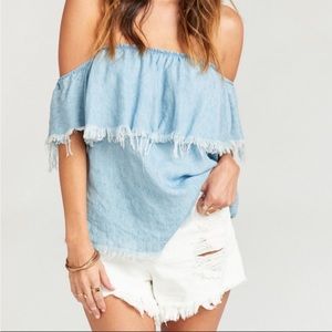 Show me your mumu - chambray off the shoulder top